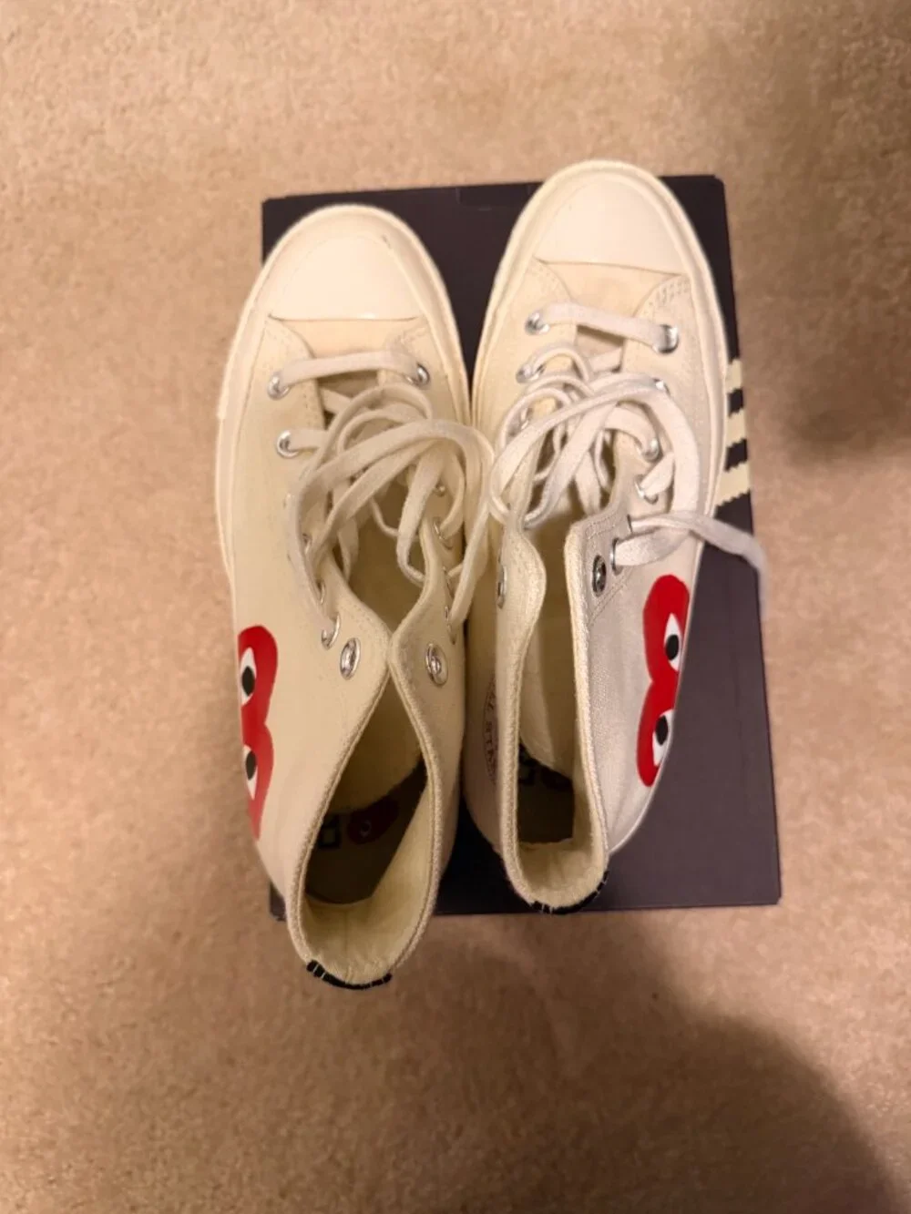 CDG PLAY x Converse Chuck Taylor Large Emblem High Top Sneakers Sz 7.5